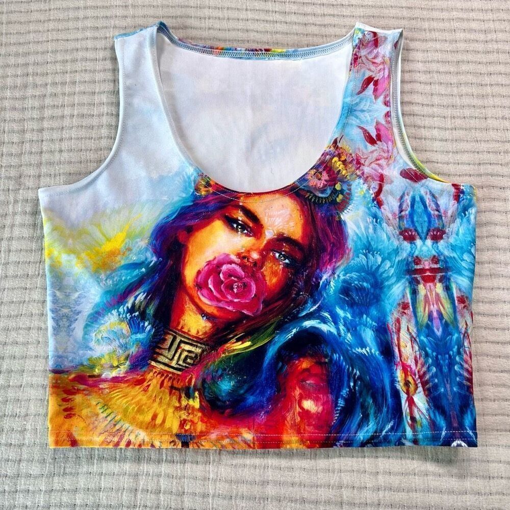Psychedelic Woman Paint Unique Tank Top‎ Size Small